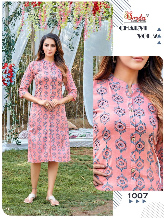 Smylee Charvi 2 Regukar Wear Rayon Heavy Lurex Designer Kurti Collection